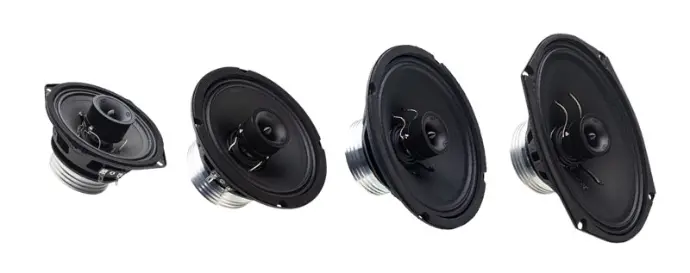 photo of vo xn300 series neo coaxials arranged in a row by size