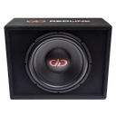 B Stock - RL-SE12a - REDLINE - 12 Inch Sealed Enclosure - photo front facing tilted down to show top logo