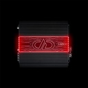 M Series Techno LED Vanity Plate Kit - Photo of Amplifier with Mounted Vanity Plate Lit up Red