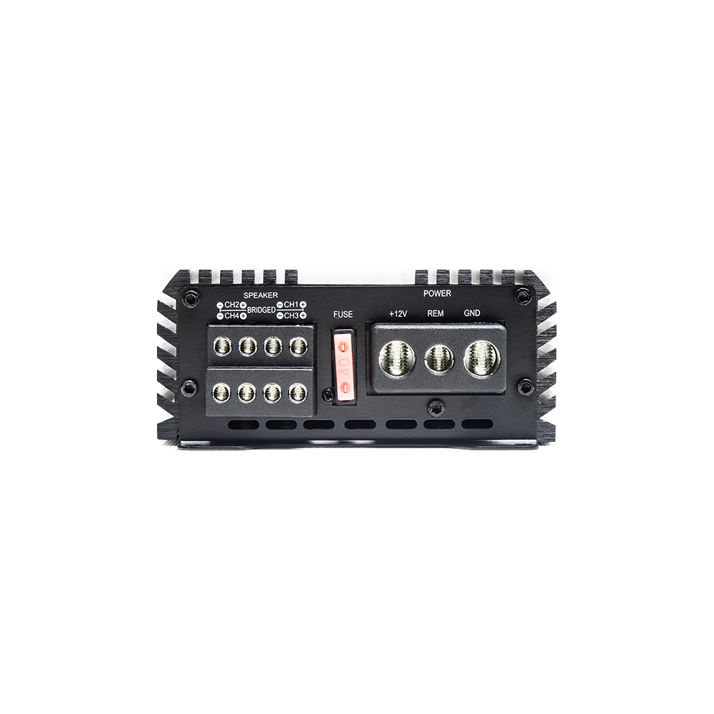 SS Series 500W x 4 Channel Amplifier - photo of end panel showing power connection ports