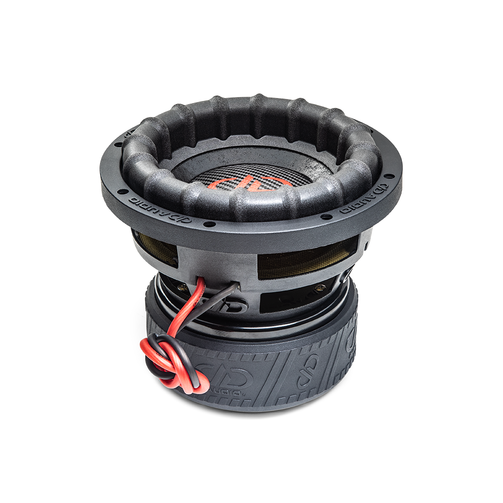 US Standard 2508 Power Tuned Subwoofer - photo angled top to bottom to show ESP surround, basket, motor, dustcap