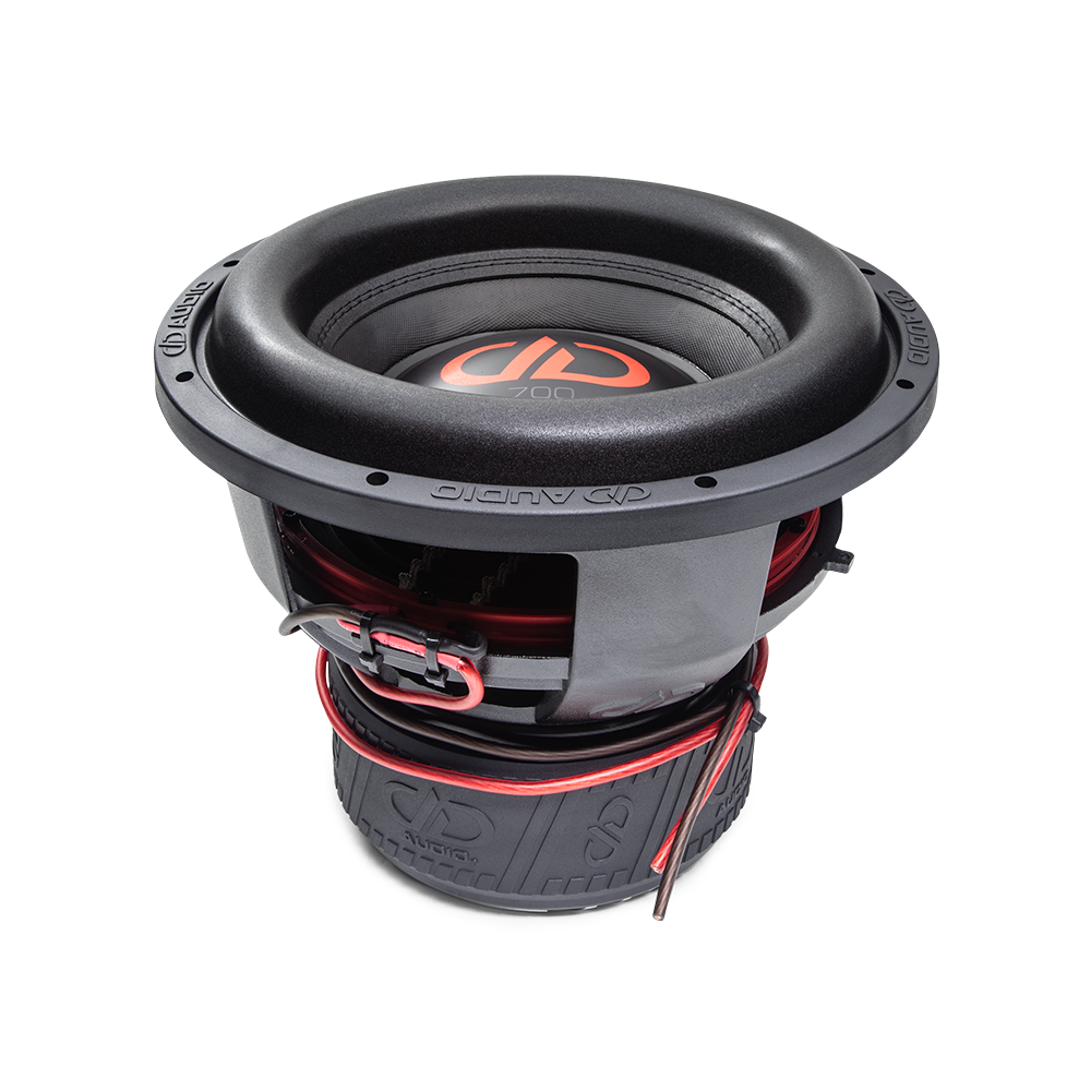 700f Series Subwoofer - photo angled top to bottom showing surround, basket, motor boot