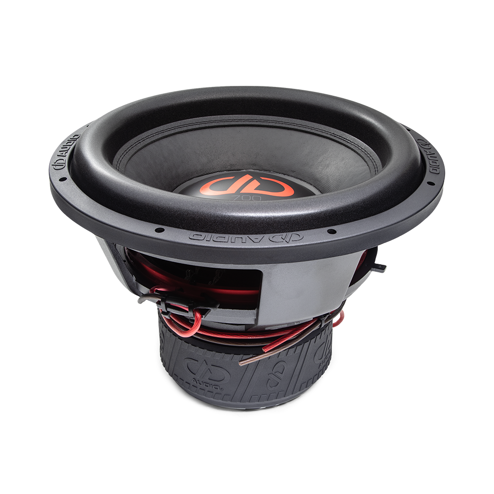 700f Series Subwoofer - photo angled top to bottom showing surround, basket, motor boot