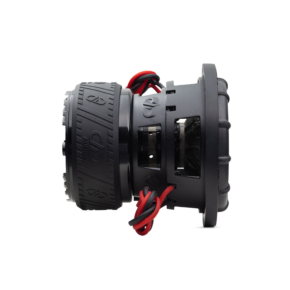 US Standard 1506a Power Tuned Subwoofer - photo of profile showing part of heatsink, motor boot, basket, leads and surround