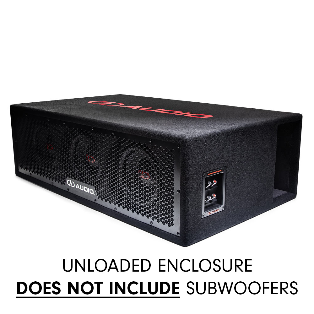 Triple 8" Enclosure (Unloaded) - photo of the loaded enclosure with words UNLOADED ENCLOSURE - DOES NOT INCLUDE SUBWOOFERS