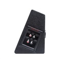 LE-VO-MX200 Series Carpeted Midrange Enclosure - Photo of the plank shot from the side to show standard included terminal cup with push connectors. Cup has raised DD AUDIO logo and four screws