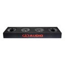 LE-VO-MX200 Series Carpeted Midrange Enclosure - Photo of the plank shot facing front to show DD AUDIO embroidery, two VO-MX206s and two VO-M206s (6 inch mids and coaxials)