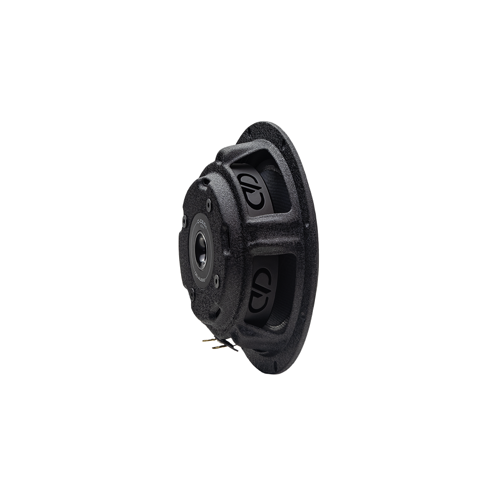 C Series 6.5" Component Set (Pair) - Photo of C Series 6.5 Woofer component shot back to front angled left to show integrated motor and venting with DD logo in the basket