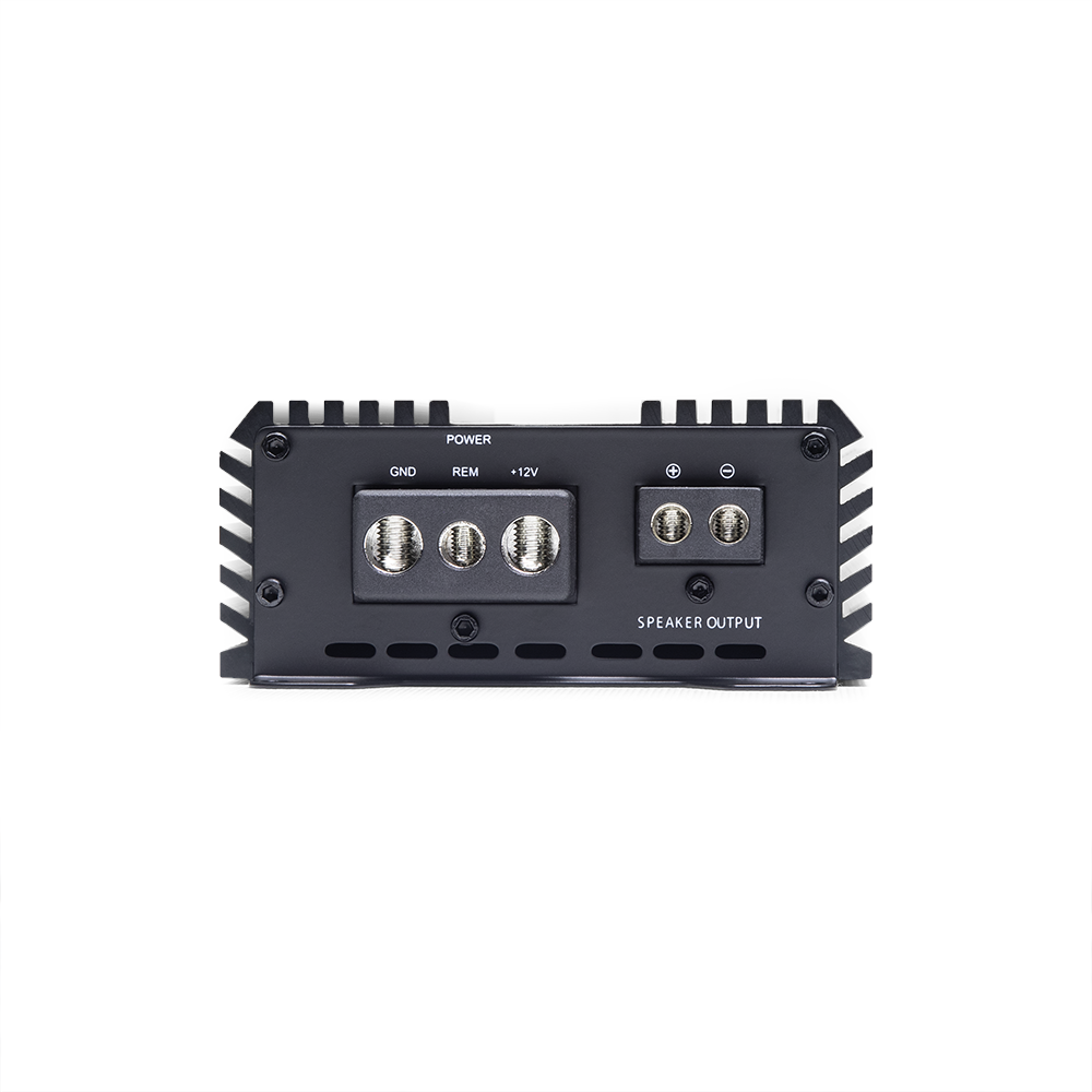 SS Series 600W Monoblock Amplifier - photo showing end with connection ports