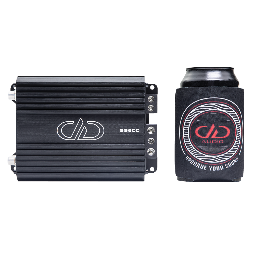 SS Series 600W Monoblock Amplifier - photo of amp with soda can