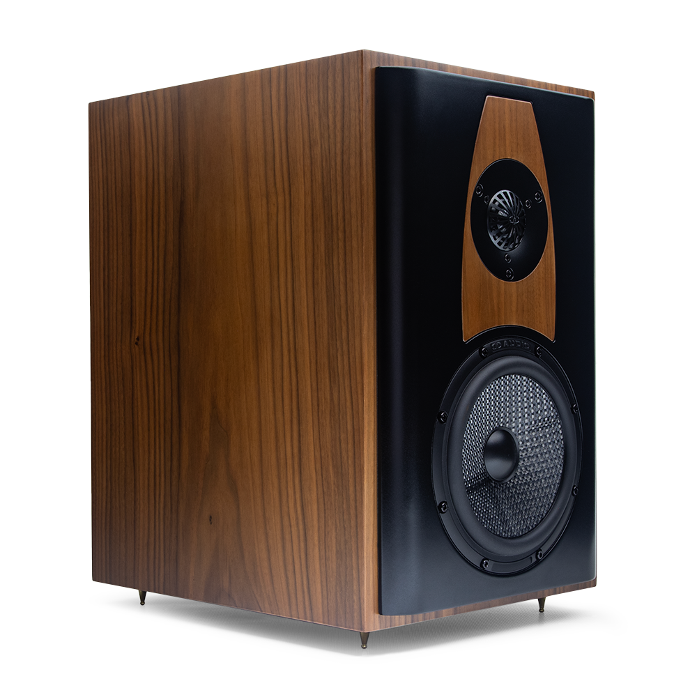 Passive Studio Monitor - DD Signature Series Home (Pair)  - Photo angled to show woofer and tweeter without grill and side - depth of box