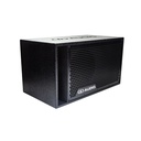 Unloaded Single 10" Coated 500e Series Enclosure  - Photo showing enclosure facing front angled left to show grill with DD AUDIO logo, front port, and top logo
