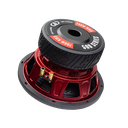 510e-d2 SE - Photo of the limited 510E-SE (Special Edition) angled bottom up to show backplate sticker with DD logos and words "700W RMS - 500 Series", motor, boot, candy apple red basket, and gold push connectors