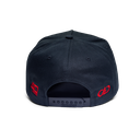 Digital Designs 40th Anniversary Hats - Back shot of black hat with all red stitching showing Richardson snapback enclosure, 40 Years mark on left and modern DD mark on right of closure