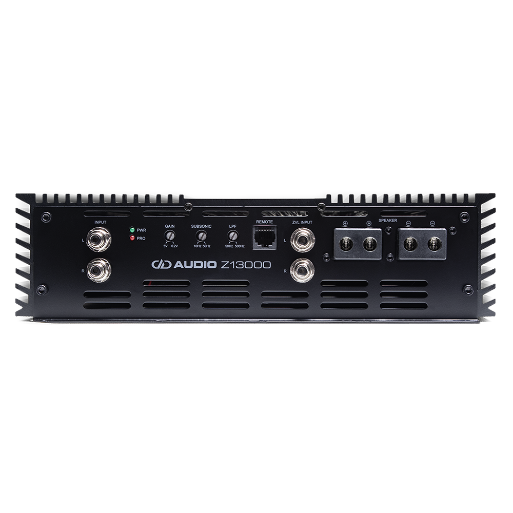Z Series 13000 Monoblock Watt Amplifier - Photo of Z13000 side panel with speaker connection points and settings