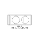 Double 8" Enclosure (Unloaded) - Graphic showing the enclosure with text "Dual 8 inch, HWD (inch) 11.8 x 24 x 11.8