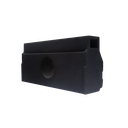 8" Slim Loaded Enclosure for Toyota/Hilux - Photo showing enclosure from back angled left to show port, contours, and sub backplate