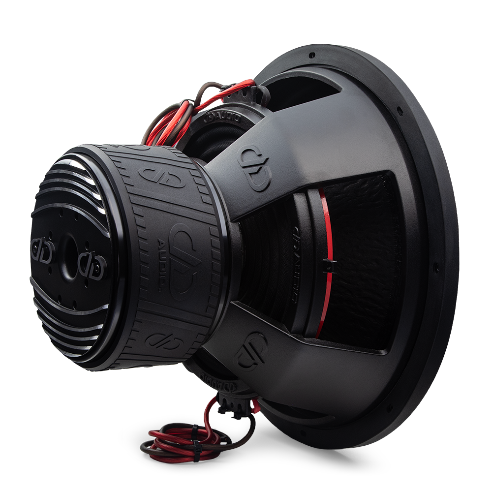 715g Series Subwoofer - photo shot back to front to show heatsink, motor, boot, frame and leads