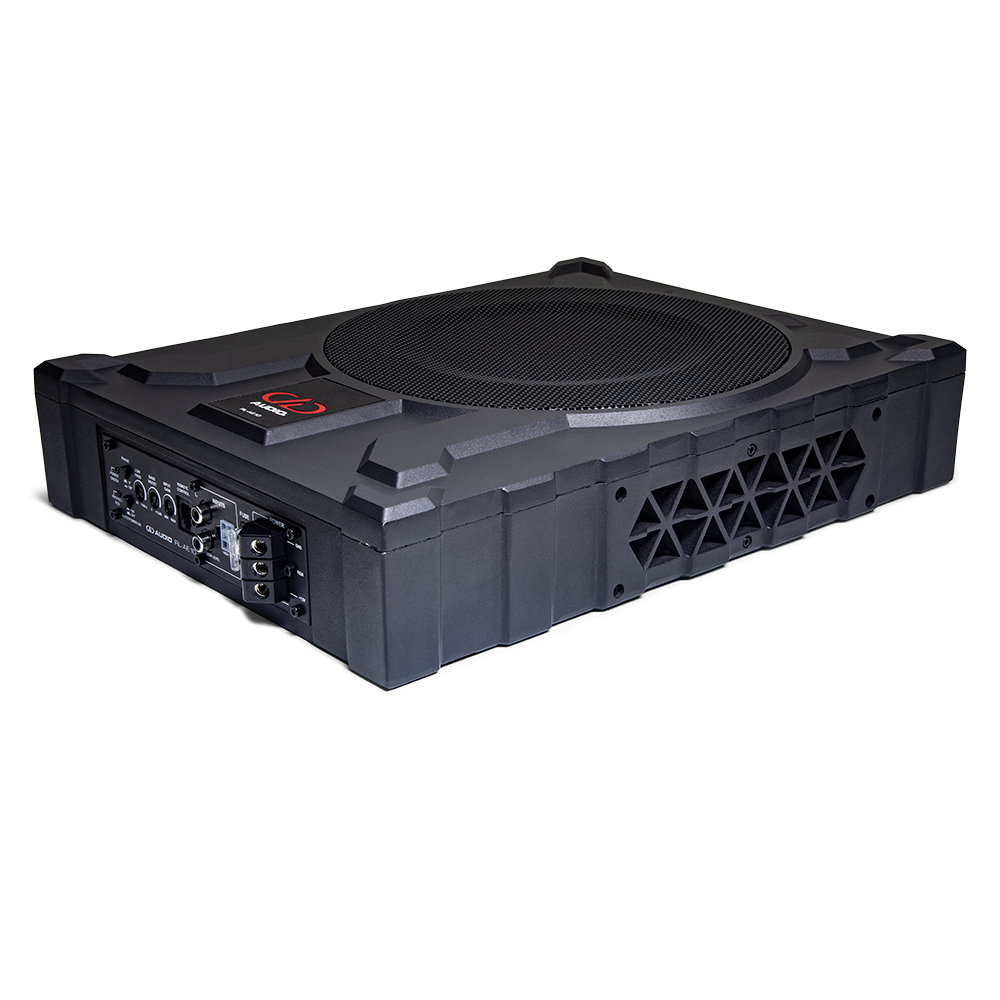 AE-U10 10&quot; Loaded Active Enclosure - speaker facing up - angled to show right side and bottom