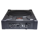 AE-U10 10&quot; Loaded Active Enclosure - speaker facing up - angled to show bottom controls and inputs