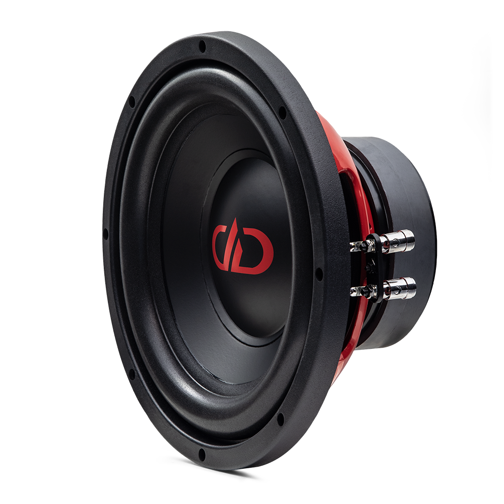 SWa Redline Hi-Def Tuned Subwoofer Series - Photo of SW-10a - Angled Left to Show Motor and Connectors