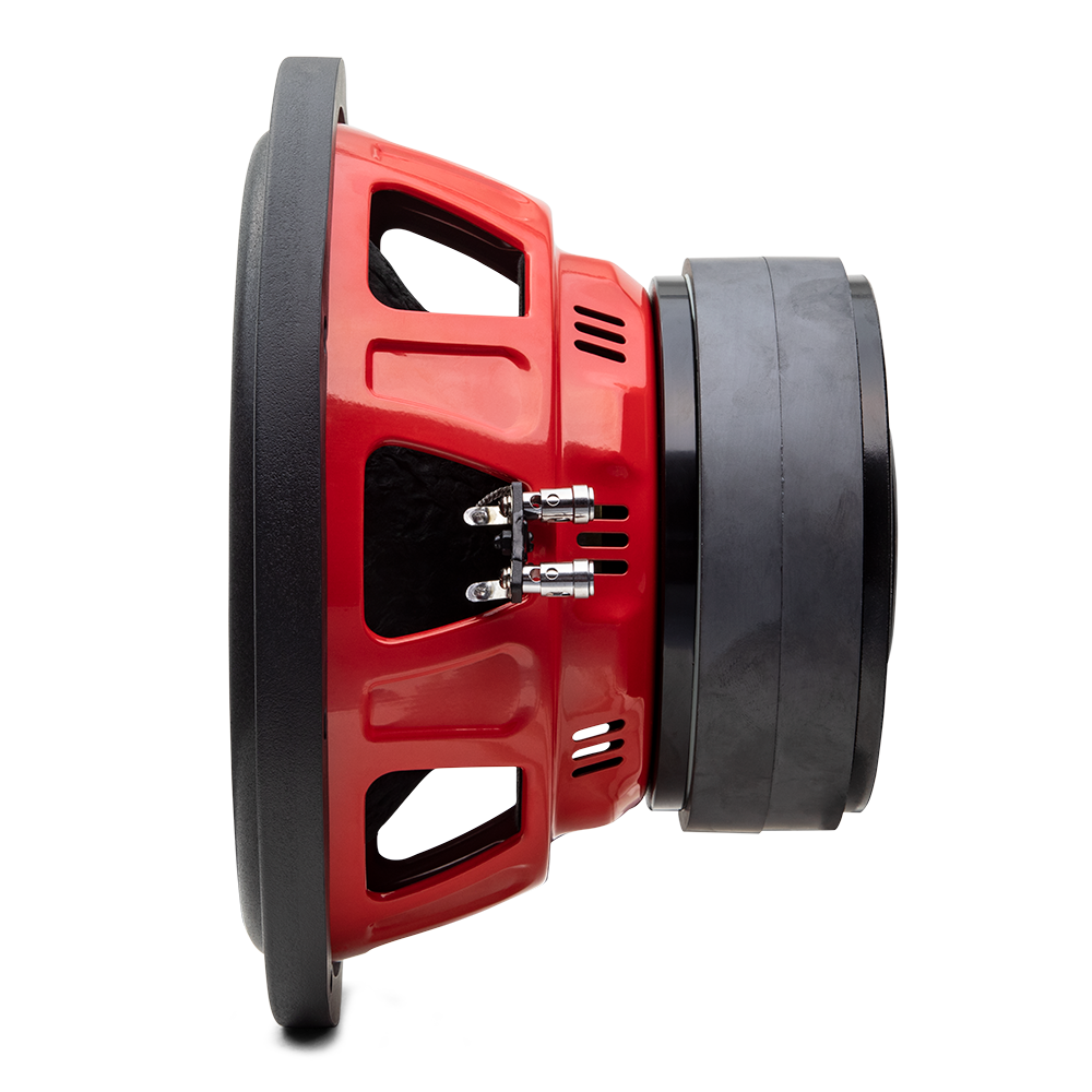 PSWa REDLINE Power Subwoofer Series - Photo of RL-PSW10a - Angled Front to Back to Show Motor and Connectors