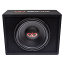 SEa REDLINE Sealed Enclosure - 12&quot; Single 1 ohm - Photo of RL-SE12a-S1 - Front Tilted to Show Top Logo