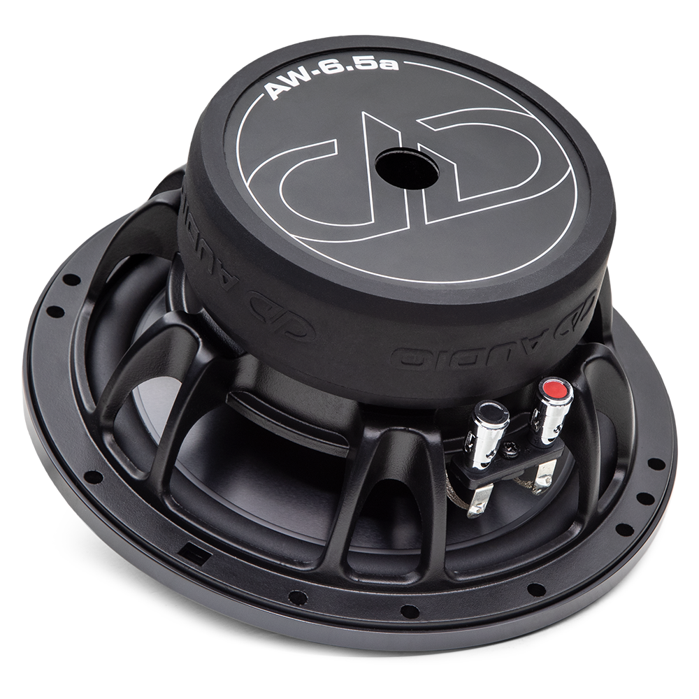 AW6.5a 6.5&quot; A Series Woofer Set - Back Facing Photo Showing Motor, Logo, Connections, Basket