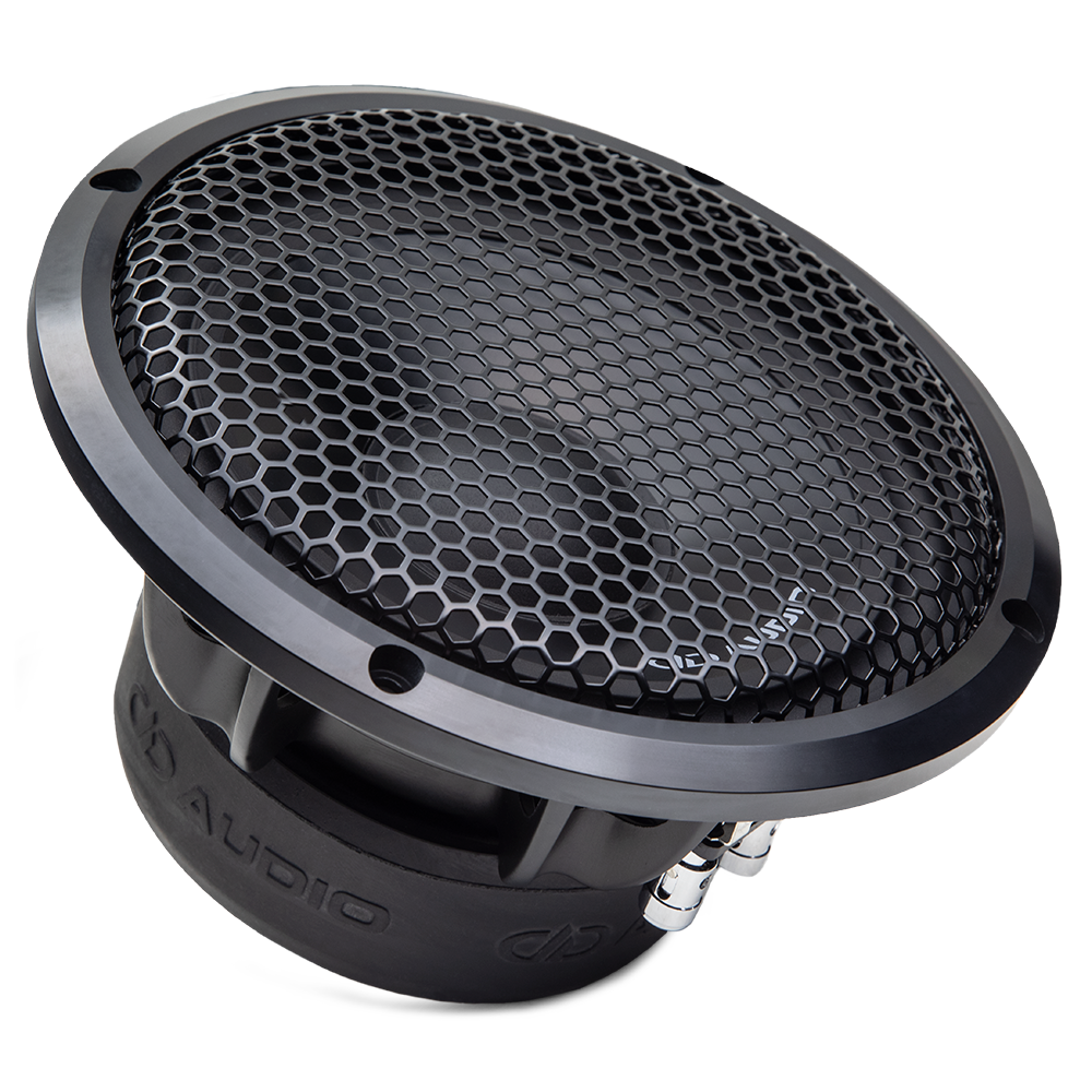 AW6.5a 6.5&quot; A Series Woofer Set - Front Facing Photo Angled Back to the Right, Showing Part of Motor - Has Grill