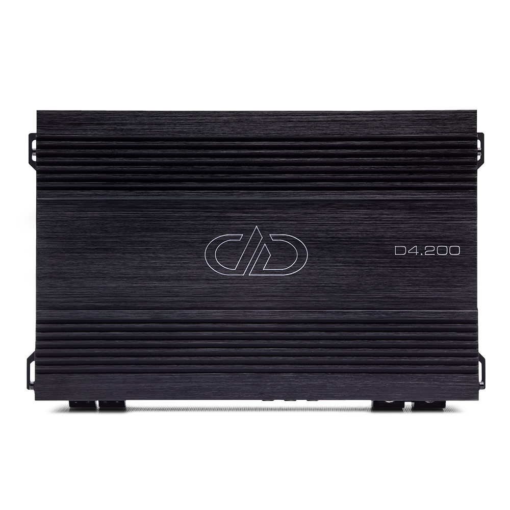 D Series 4 Channel 2200 Watt Amplifier - Photo of Top Plate Showing Logo and Model Number
