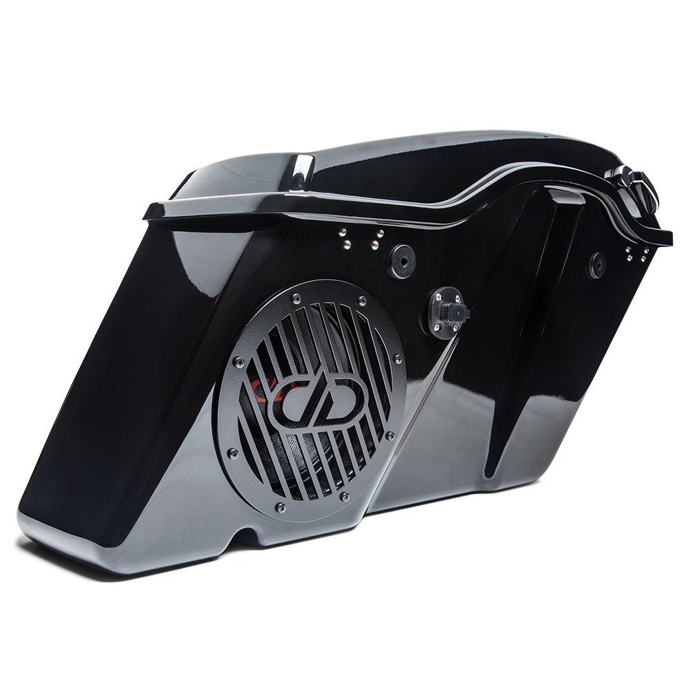Harley 8&quot; Saddle Bag Kit - Photo of the HD8-SBK Installed in Saddlebag with the Door Closed